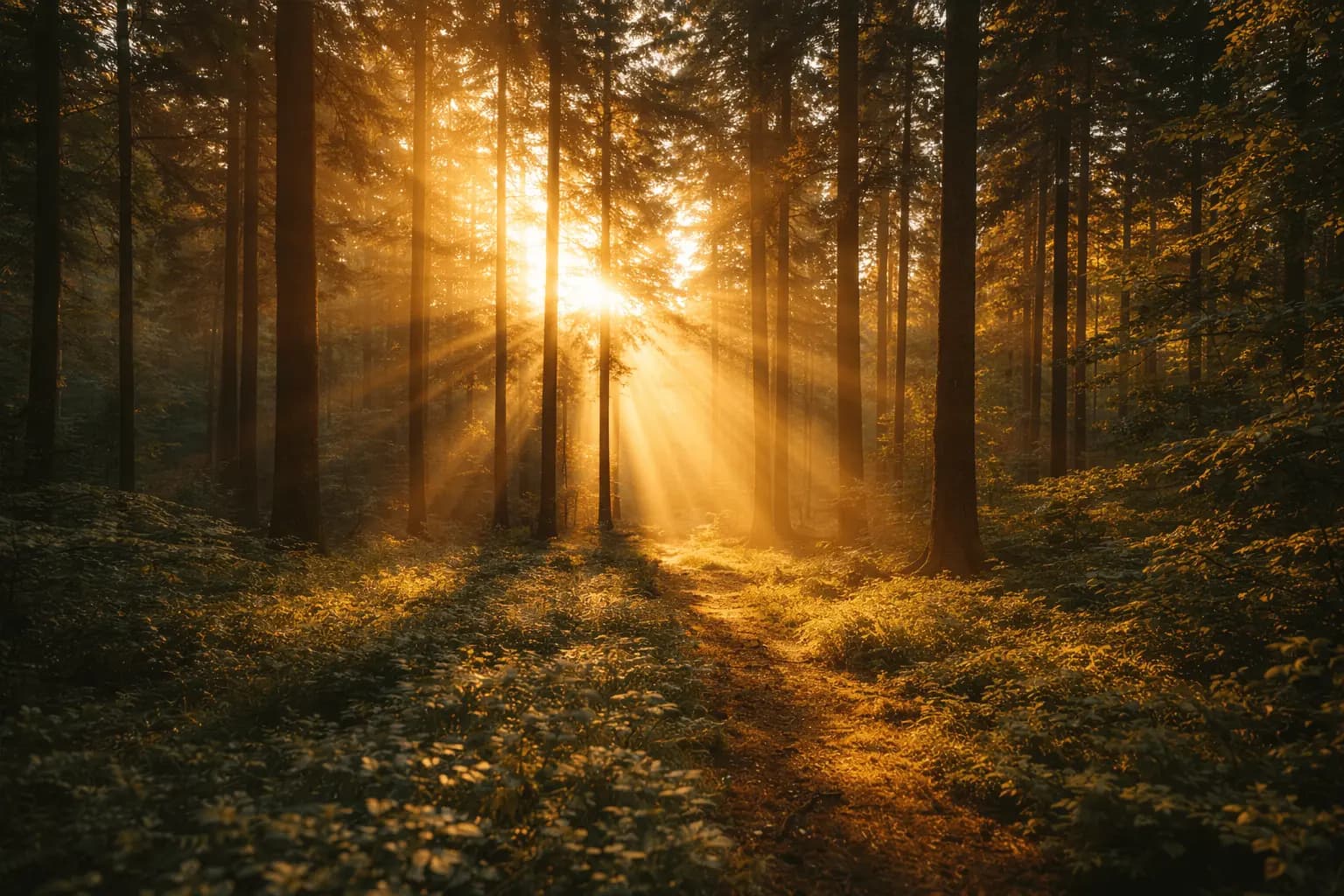 Scriptures about God's light and truth - sunlight streaming through trees representing joy after mourning