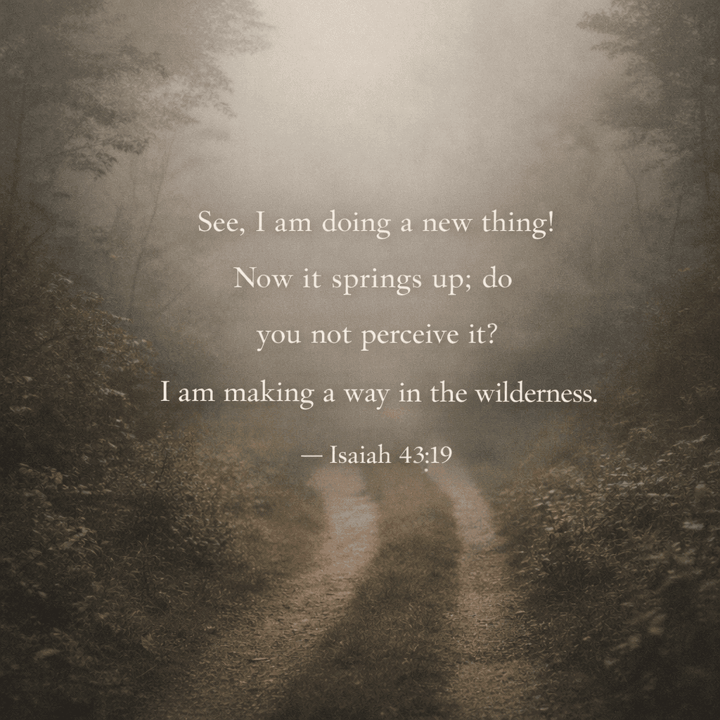 Scripture graphic: Isaiah 43:19 - I am doing a new thing