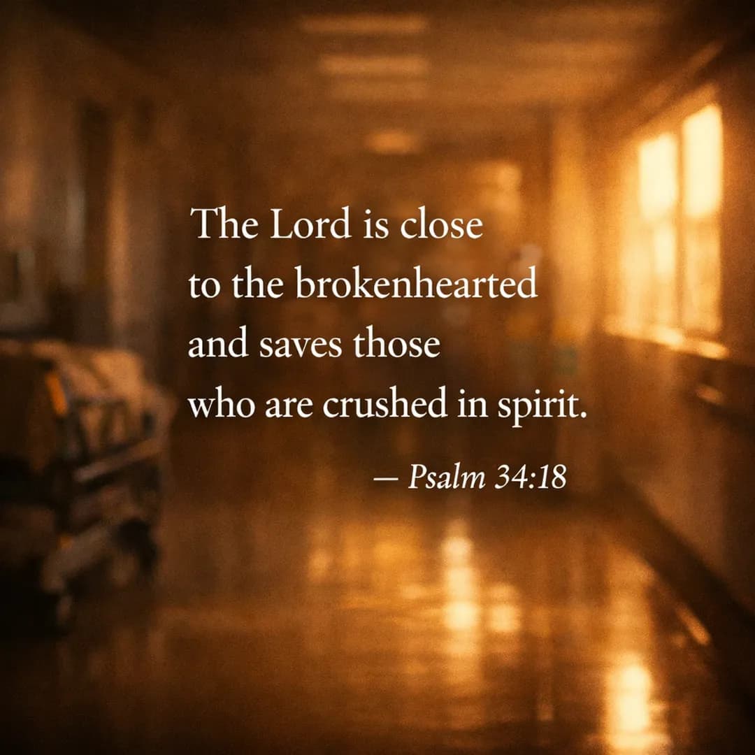 Scripture graphic -Psalm 34:18: The Lord is close to the brokenhearted and saves those who are crushed in spirit