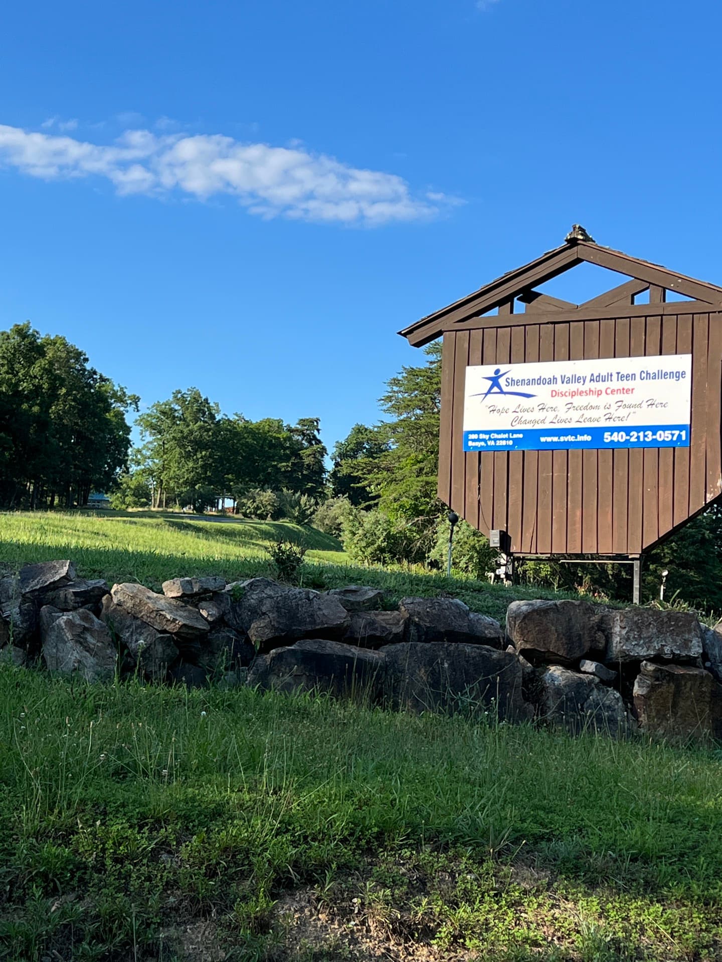 Shenandoah Valley Teen Challenge campus sign in Basye, Virginia