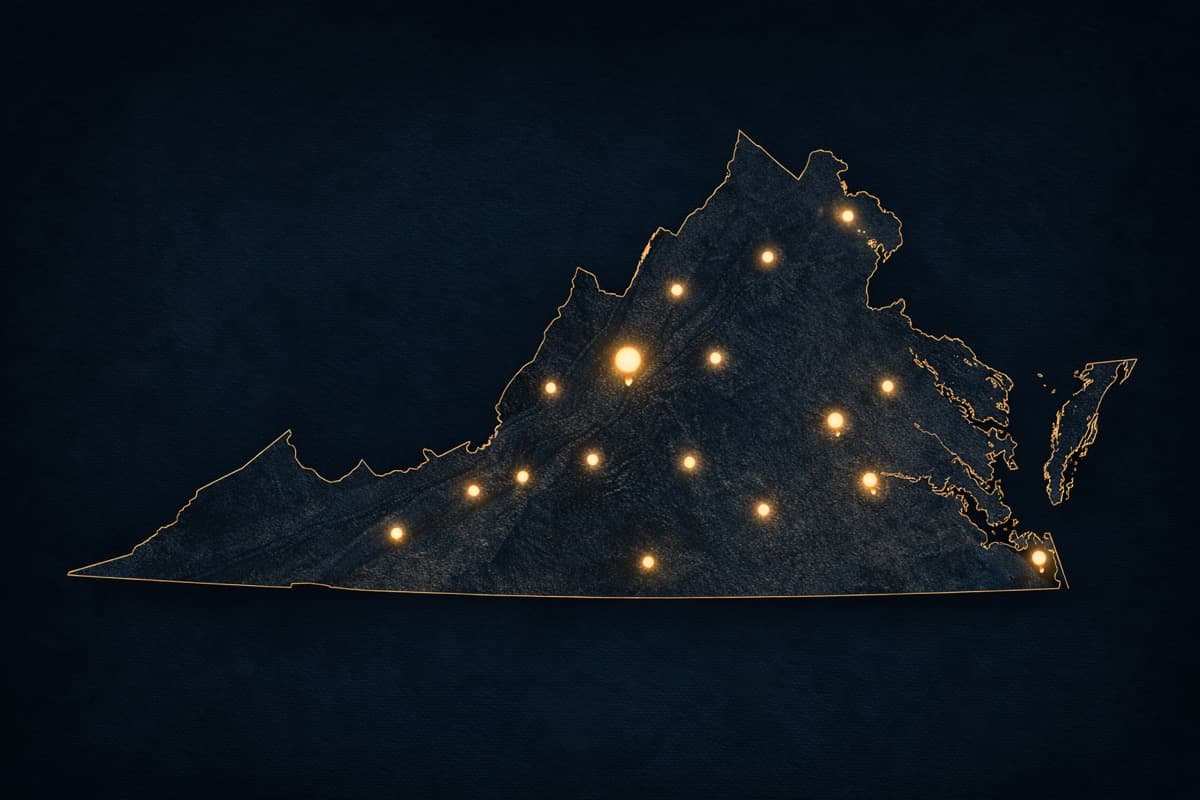 Map of Virginia showing faith-based recovery program locations