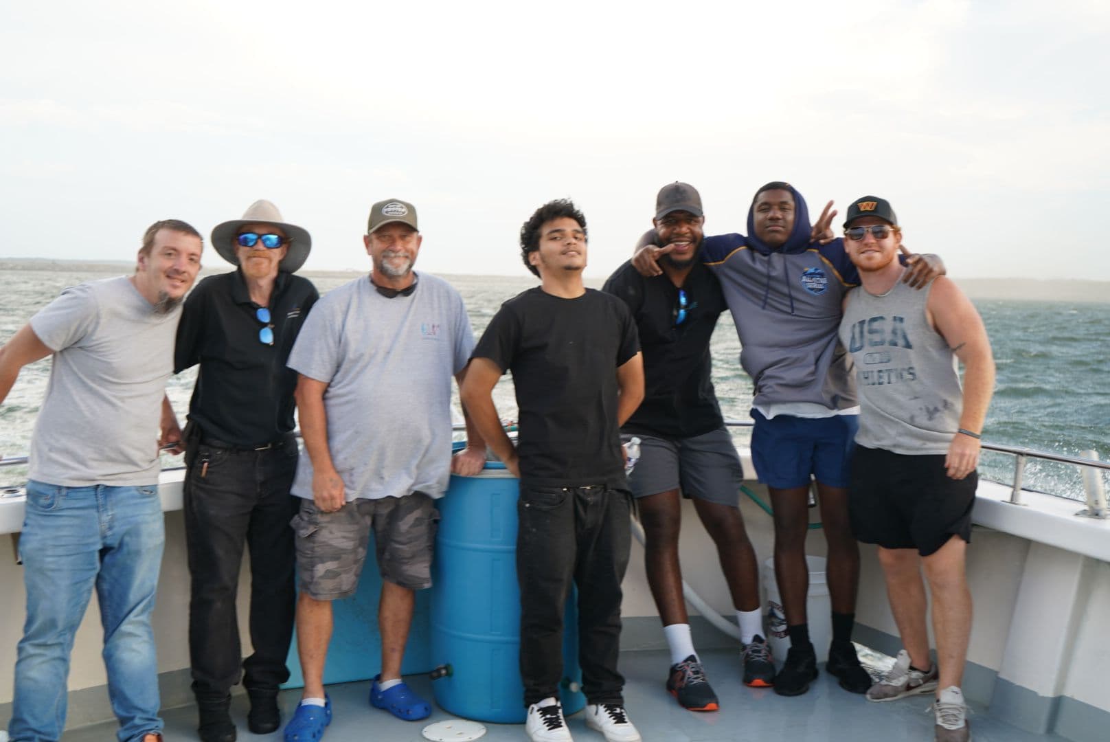 Shenandoah Valley Teen Challenge guys on the Chesapeake Bay with Bay Hunter Charters during a fishing trip.