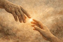 Person offering supportive presence to another representing believing for someone who has lost hope