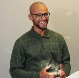 Philip Glass smiling at Shenandoah Valley Teen Challenge in Virginia