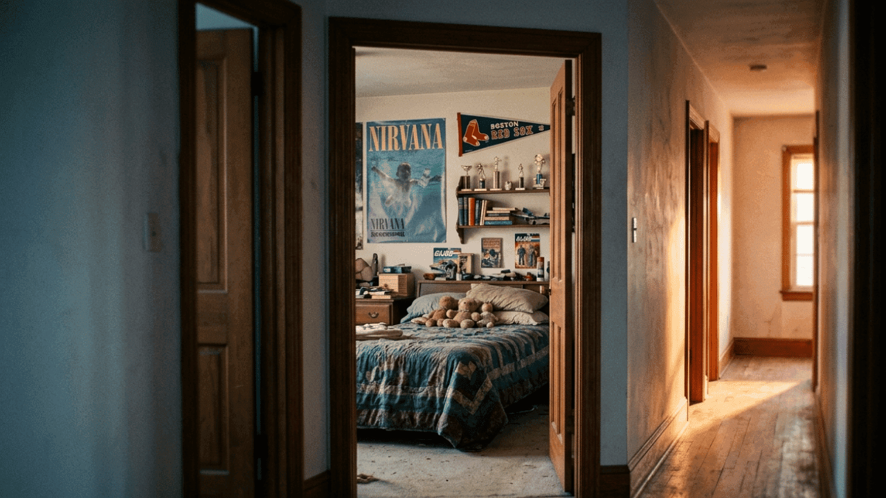 Empty bedroom in a family home representing grieving someone who is still alive during addiction